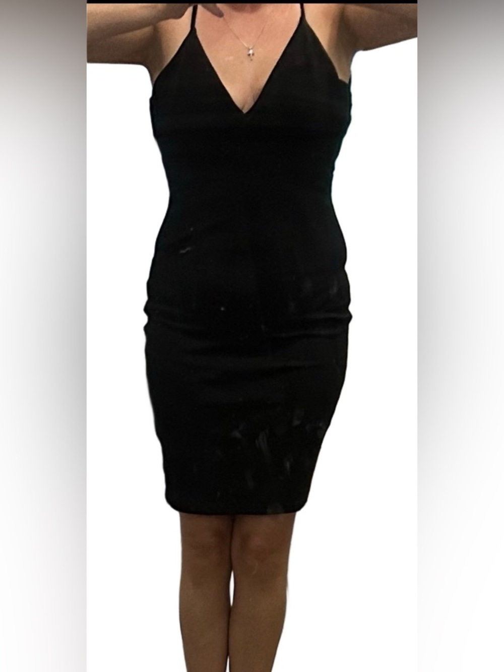 Windsor Black Spaghetti-Strap Mini Dress large LBD